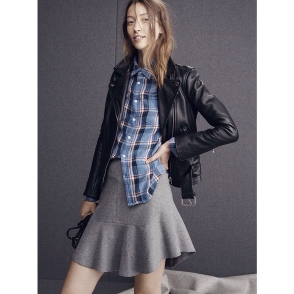⭐️ Madewell Atelier Gray Flounce Wool Mini Skirt 0